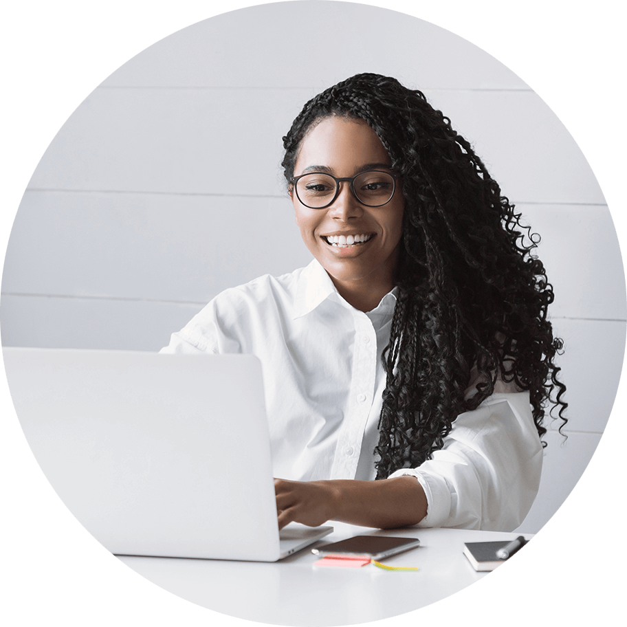 young woman using computer